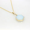 Derbyshire Blue John and Opalique 9ct Yellow Gold Hexaganol Reversible Pendant Necklace