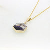 Derbyshire Blue John and Opalique 9ct Yellow Gold Hexaganol Reversible Pendant Necklace