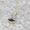 Derbyshire Blue John and Opalique 9ct Yellow Gold Hexaganol Reversible Pendant Necklace