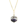 Derbyshire Blue John and Opalique 9ct Yellow Gold Hexaganol Reversible Pendant Necklace