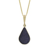Blue Goldstone and Jet 9ct Yellow Gold Pear Shape Pendant Necklace