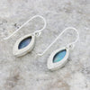 Derbyshire Blue John Sterling Silver Marquise Drop Earrings