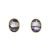 Derbyshire Blue John 9ct Yellow Gold Oval Stud Earrings