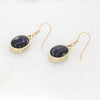 Blue John and Jet 9ct Yellow Gold Oval Reversible Drop Earrings| H&H