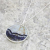 Derbyshire Blue John Silver Tree of Life Large Round Pendant And Chain