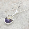 Derbyshire Blue John Oval Shape Reversible Pendant and Chain