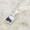 Derbyshire Blue John Rectangular Shape Reversible Pendant and Chain
