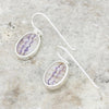 Derbyshire Blue John Sterling Silver Oval Drop Earrings