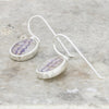 Derbyshire Blue John Sterling Silver Oval Drop Earrings