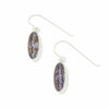 Derbyshire Blue John Sterling Silver Slim Oval Drop Earrings
