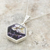 Derbyshire Blue John Reversible Hexagonal Pendant And Chain
