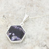 Derbyshire Blue John Reversible Hexagonal Pendant And Chain