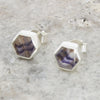 Derbyshire Blue John Sterling Silver Small Hexagonal Stud Earrings