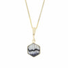 Derbyshire Blue John and Jet 9ct Yellow Gold Hexagonal Reversible Pendant Necklace
