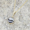 Derbyshire Blue John and Jet 9ct Yellow Gold Hexagonal Reversible Pendant Necklace