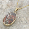 Derbyshire Blue John and Snakeskin Agate 9ct Yellow Gold Oval Pendant Necklace