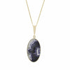 Derbyshire Blue John and Opalique 9ct Yellow Gold Oval Pendant Necklace