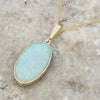 Derbyshire Blue John and Opalique 9ct Yellow Gold Oval Pendant Necklace