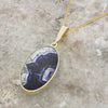 Derbyshire Blue John and Opalique 9ct Yellow Gold Oval Pendant Necklace
