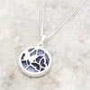 Derbyshire Blue John Round Reversible Butterfly Pendant and Chain