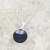 Derbyshire Blue John Round Reversible Butterfly Pendant and Chain