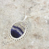 Derbyshire Blue John Filigree Oval Pendant And Chain