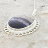 Derbyshire Blue John Filigree Oval Pendant And Chain