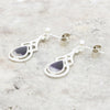 Derbyshire Blue John Sterling Silver Pear Shape Celtic Drop Earrings