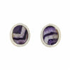 Derbyshire Blue John Sterling Silver Filigree Oval Stud Earrings