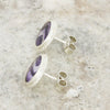Derbyshire Blue John Sterling Silver Filigree Oval Stud Earrings