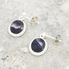 Derbyshire Blue John Sterling Silver Filigree Oval Drop Earrings