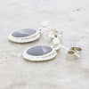 Derbyshire Blue John Sterling Silver Filigree Oval Drop Earrings