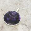 Derbyshire Blue John Silver Tree of Life Large Round Pendant and Chain