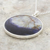 Derbyshire Blue John Silver Tree of Life Large Round Pendant and Chain