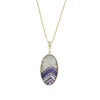 Derbyshire Blue John and Labradorite 9ct Yellow Gold Large Oval Pendant Necklace