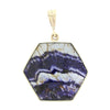 Blue John and Jet 9ct Yellow Gold Hexaganol Reversible Pendant | H&H