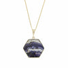 Blue John and Jet 9ct Yellow Gold Hexaganol Reversible Pendant | H&H