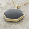 Blue John and Jet 9ct Yellow Gold Hexaganol Reversible Pendant | H&H