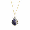 Blue John and Whitby Jet 9ct Gold Pear Shape Pendant Necklace | H&H