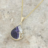 Blue John and Whitby Jet 9ct Gold Pear Shape Pendant Necklace | H&H