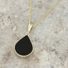 Blue John and Whitby Jet 9ct Gold Pear Shape Pendant Necklace | H&H