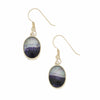 Derbyshire Blue John and Jet 9ct Yellow Gold Oval Reversible Drop Earrings