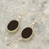 Derbyshire Blue John and Jet 9ct Yellow Gold Oval Reversible Drop Earrings