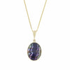 Derbyshire Blue John and Whitby Jet 9ct Yellow Gold Small Oval Pendant Necklace