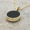 Derbyshire Blue John and Whitby Jet 9ct Yellow Gold Small Oval Pendant Necklace