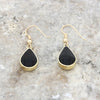 Derbyshire Blue John and Jet 9ct Gold Pear Reversible Drop Earrings | H&H
