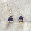 Derbyshire Blue John and Jet 9ct Gold Pear Reversible Drop Earrings | H&H