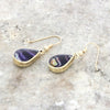 Derbyshire Blue John and Jet 9ct Gold Pear Reversible Drop Earrings | H&H