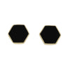 Whitby Jet 9ct Yellow Gold Hexagonal Stud Earrings