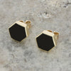 Whitby Jet 9ct Yellow Gold Hexagonal Stud Earrings
